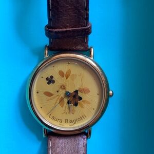 Vintage Laura Biagotti Swiss Made Dried Flower Dial Watch